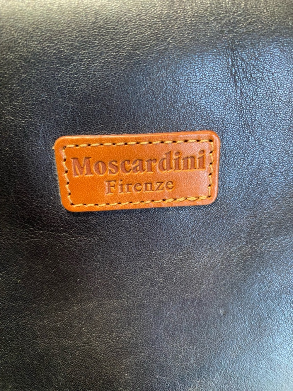 Black Leather Travel Dopp Kit with Tan Accents Moscardini Firenze - Picture 5 of 5
